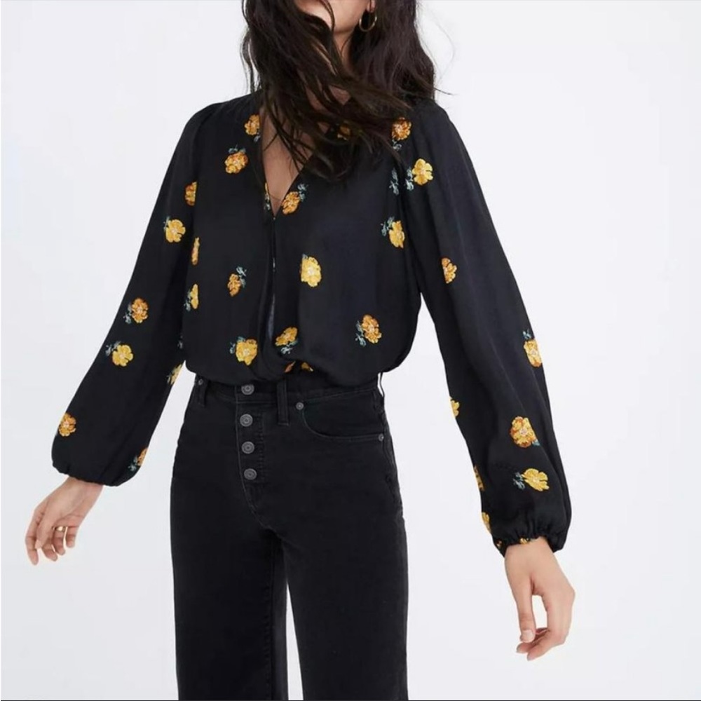 Madewell Silky Floral Wrap Top
